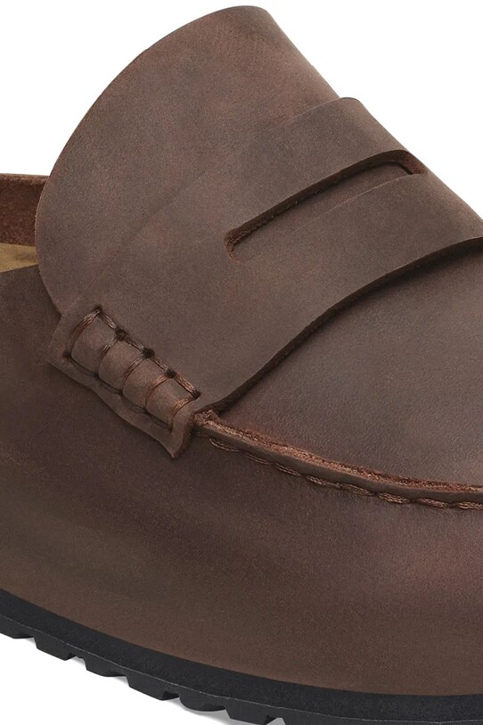 Obuwie Birkenstock klapki skórzane Naples Wrapped LEOI 1029617 brązowy