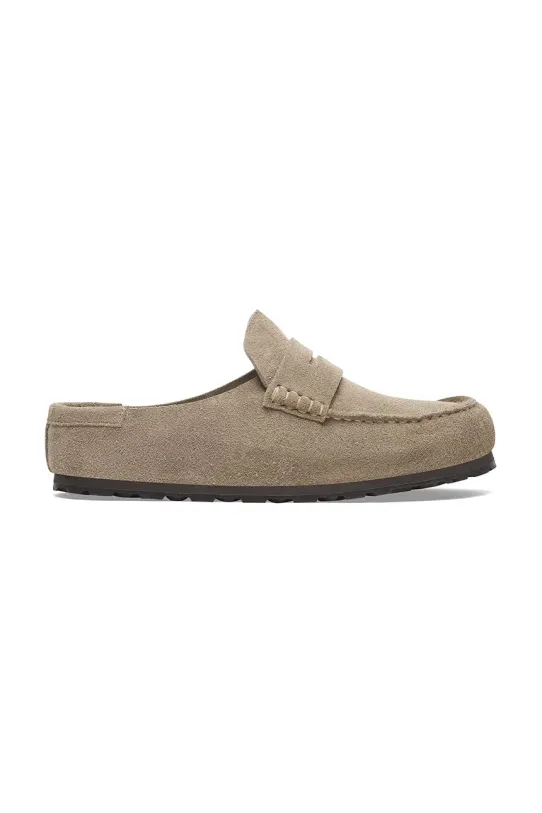 Birkenstock papuci din piele Naples Wrapped LEVE piele întoarsă bej 1029675