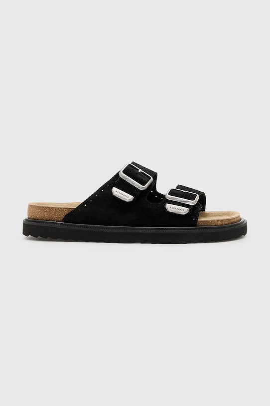 Semišové pantofle AllSaints Randal Sandal černá M002FC.BLK