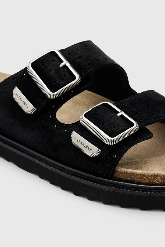 AllSaints klapki zamszowe Randal Sandal czarny M002FC.BLK