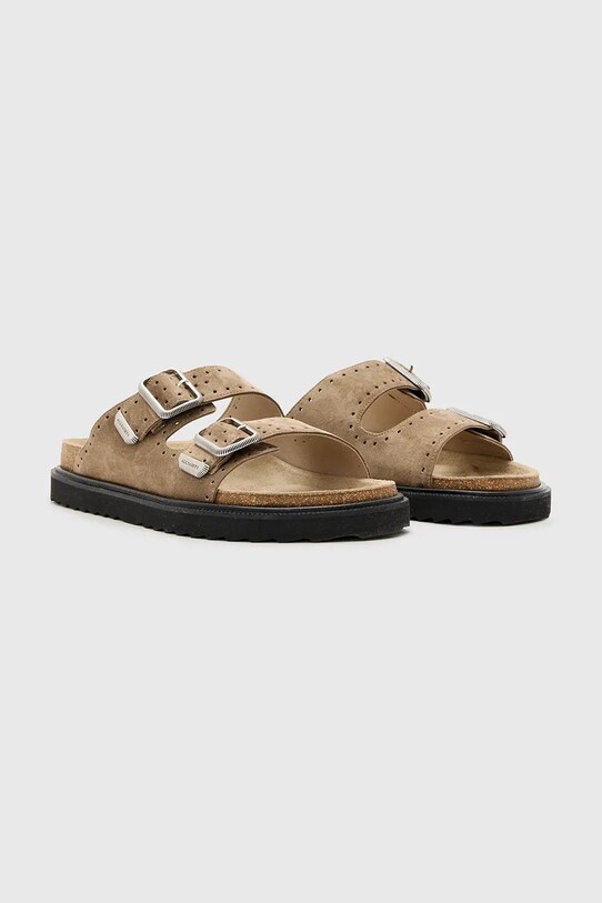 AllSaints klapki zamszowe Randal Sandal M002FC.GRE brązowy SS25