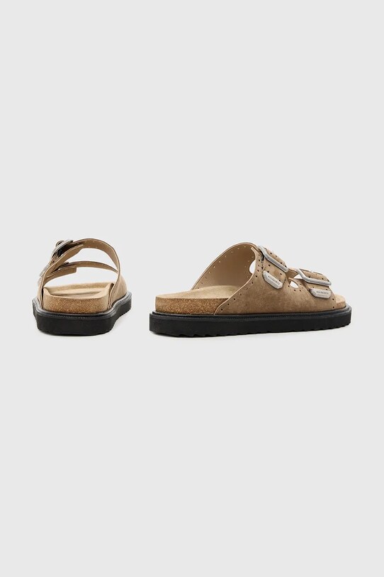 Obuwie AllSaints klapki zamszowe Randal Sandal M002FC.GRE brązowy