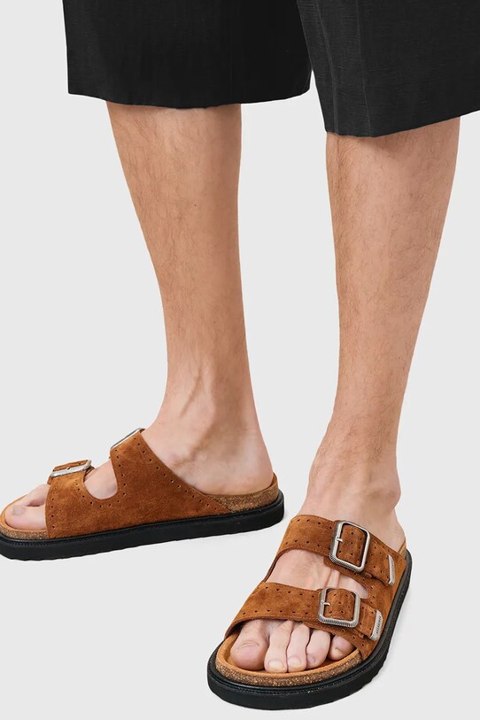 Semišové pantofle AllSaints Randal Sandal M002FC.TAN hnědá
