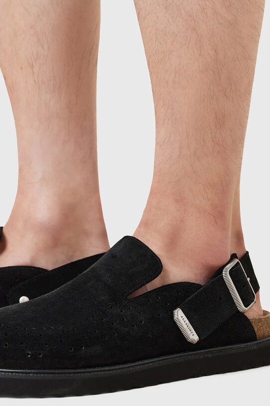 AllSaints klapki zamszowe Randal Mule M003FC.BLK