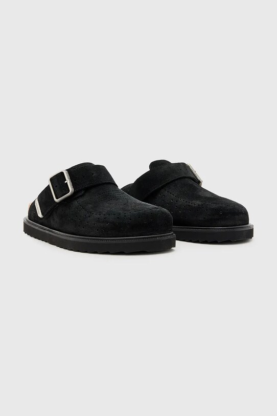 AllSaints klapki zamszowe Randal Mule M003FC.BLK czarny SS25