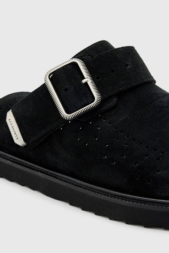 AllSaints klapki zamszowe Randal Mule czarny M003FC.BLK