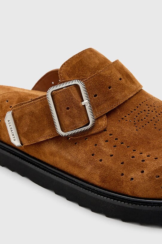 AllSaints klapki zamszowe Randal Mule brązowy M003FC.TAN