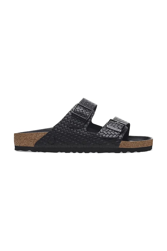 Birkenstock bőr papucs Arizona Woven Emboss szintetikus fekete 1029133