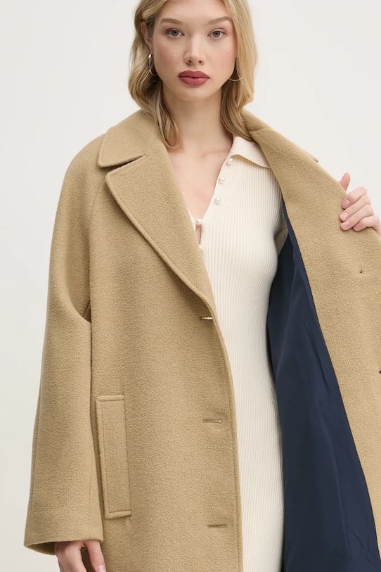 Tommy Jeans płaszcz z domieszką wełny DW0DW20166