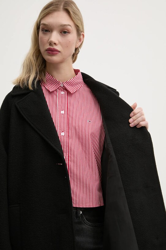 Tommy Jeans płaszcz z domieszką wełny DW0DW20166