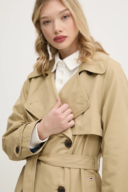 Tommy Jeans trencz bawełniany beżowy DW0DW20280