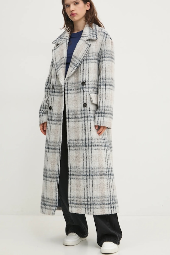 Kabát s příměsí vlny Tommy Jeans DW0DW20553 šedá SS25