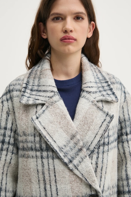 Kabát s příměsí vlny Tommy Jeans šedá DW0DW20553