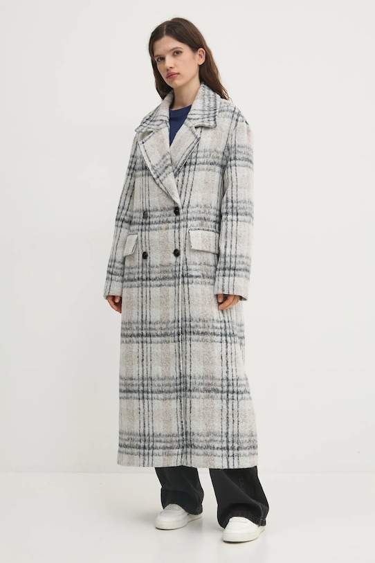 Kabát s příměsí vlny Tommy Jeans DW0DW20553 šedá