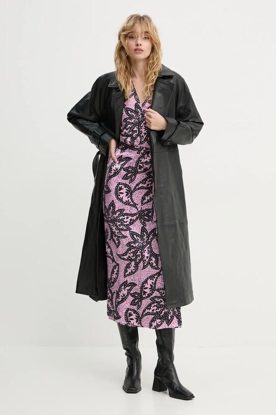 Кожаный плащ Bruuns Bazaar BBW4323 чёрный SS25