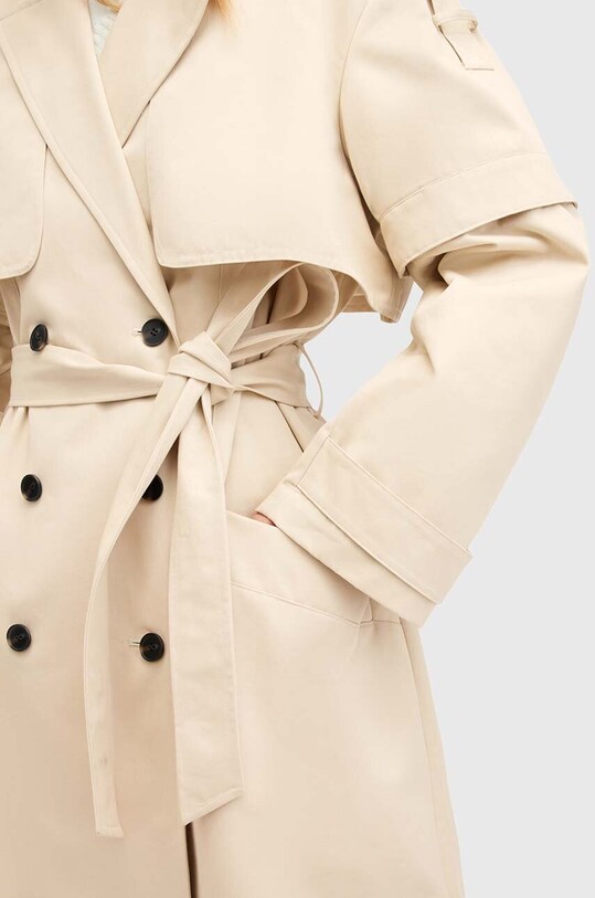 Îmbrăcăminte AllSaints trenci din bumbac CLYDE W021OB alb