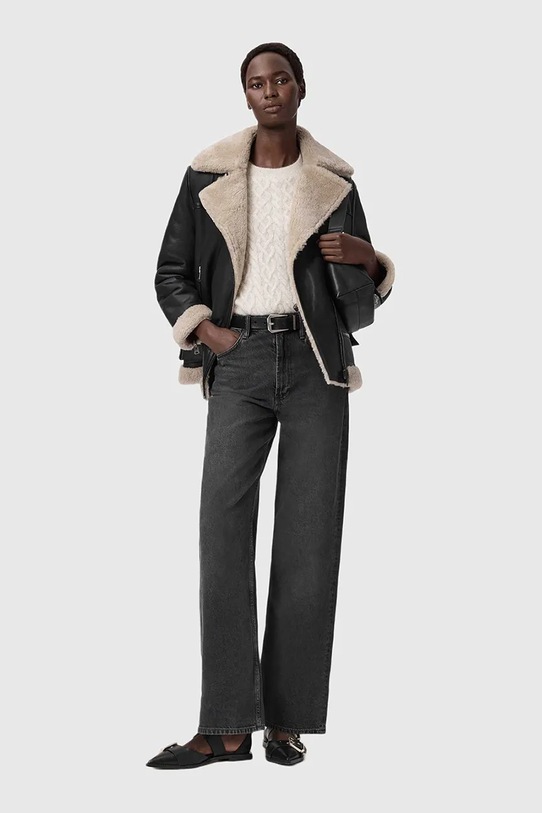 Kožená bunda AllSaints SOLA W120LB čierna