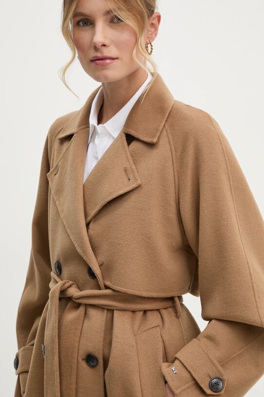Шерстяное пальто Tommy Hilfiger коричневый WW0WW45919