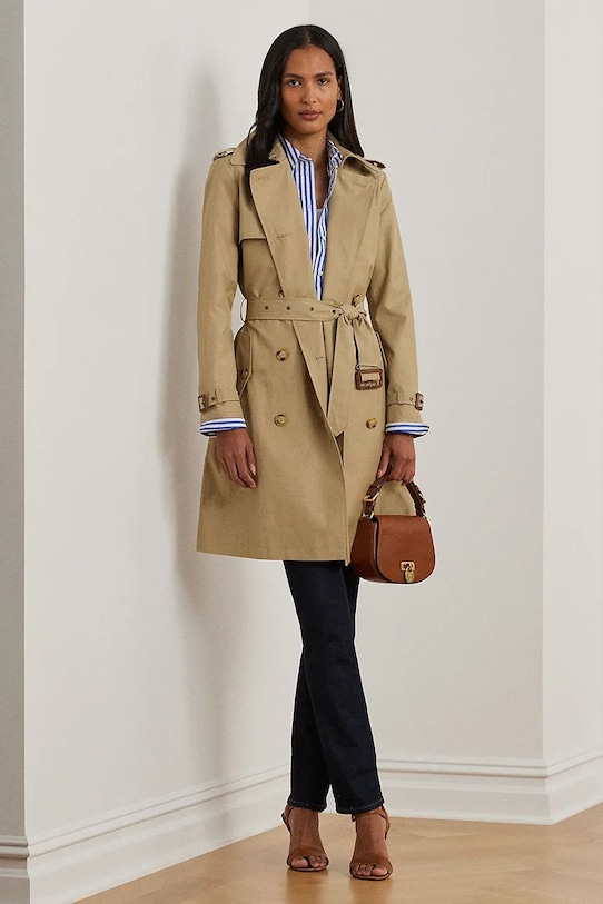 Trench kabát Lauren Ralph Lauren nezateplené béžová 297967122