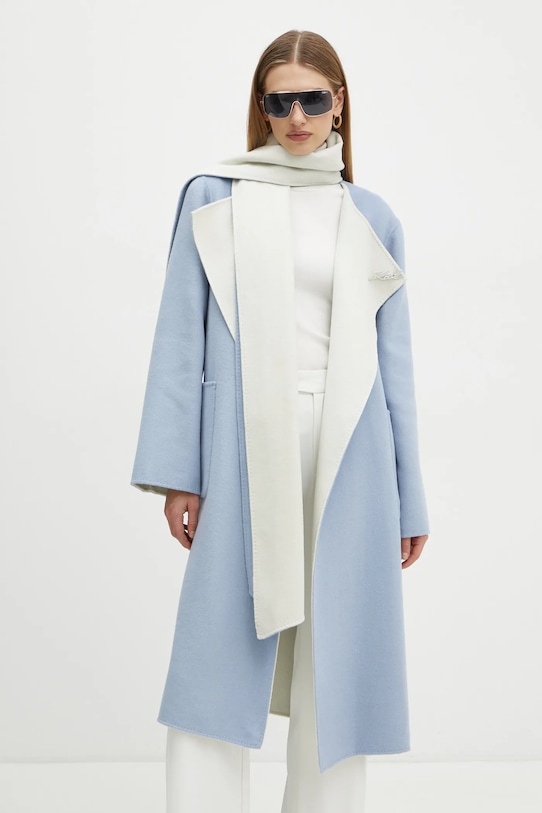 Dvostrani vuneni kaput Karl Lagerfeld bez tople podstave plava A1W15018