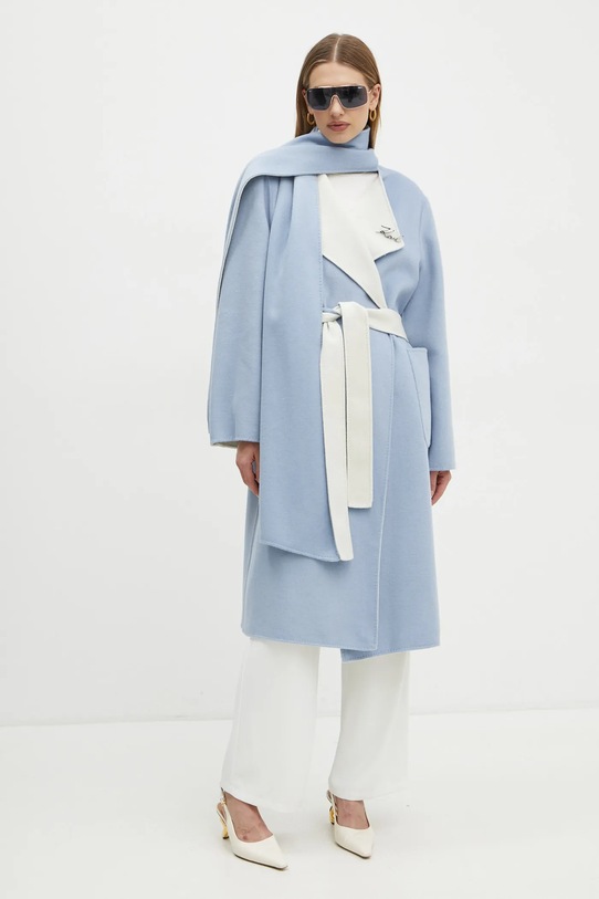 Dvostrani vuneni kaput Karl Lagerfeld A1W15018 plava