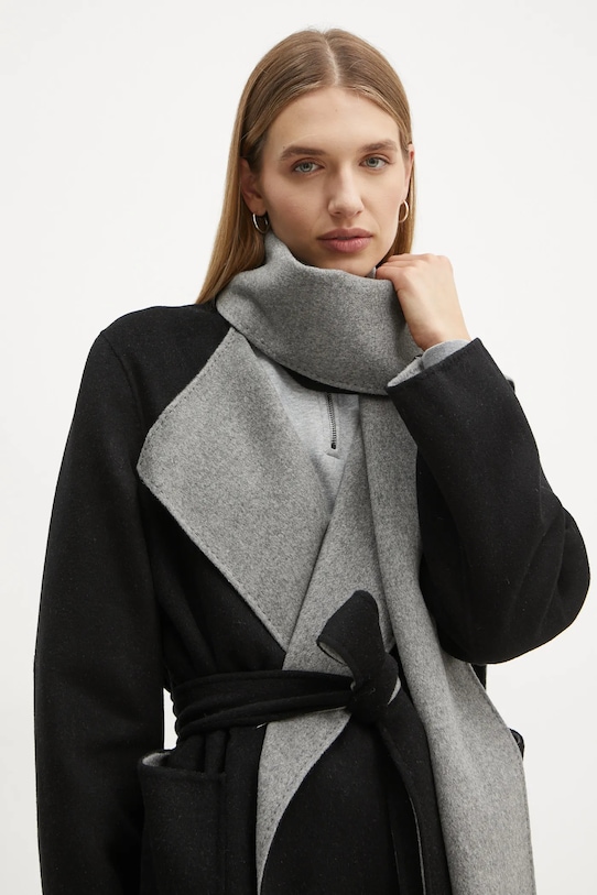 Karl Lagerfeld płaszcz wełniany dwustronny A1W15018 czarny