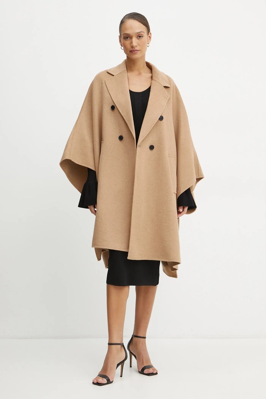 Karl Lagerfeld palton de lana A1W15026 bej SS25