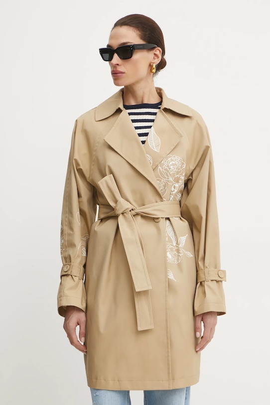 Twinset płaszcz bez kaptura beżowy 251AP2050