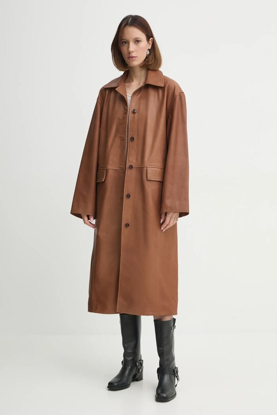 Шкіряний плащ Herskind Halston коричневий 5470175