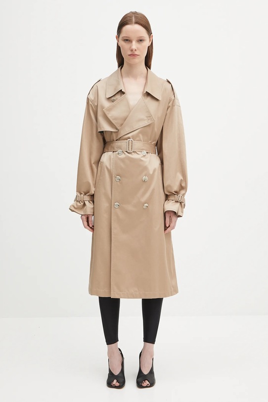 MM6 Maison Margiela trencz bawełniany bez kaptura beżowy S52AH0080