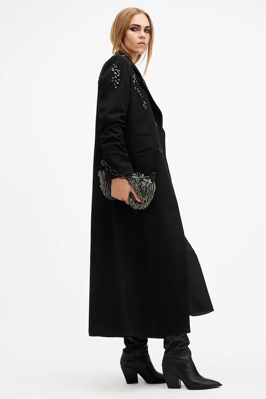Шерстяное пальто AllSaints ELLEN W092OB чёрный