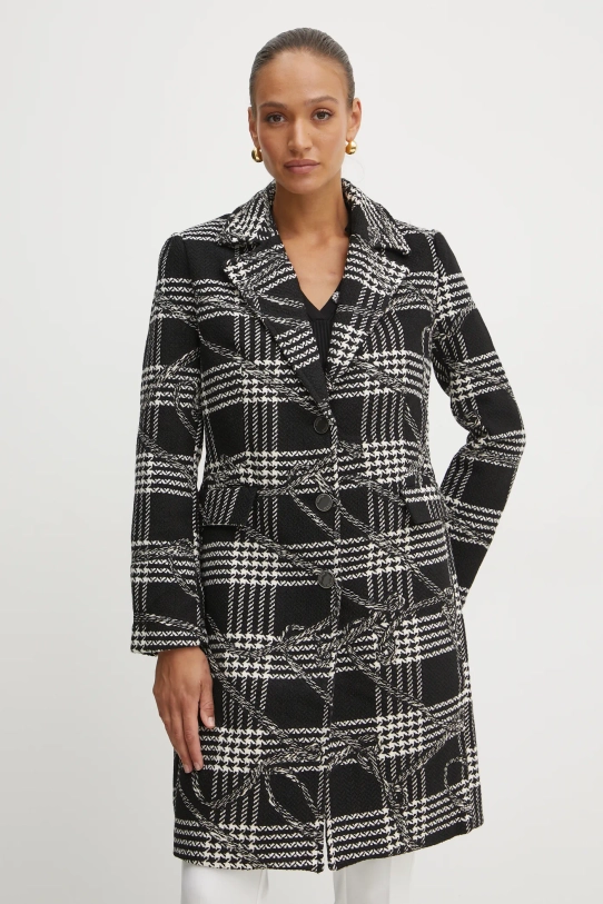 Kabát s prímesou vlny Guess DOVER bez kapucne čierna W5RL65.WGWG0