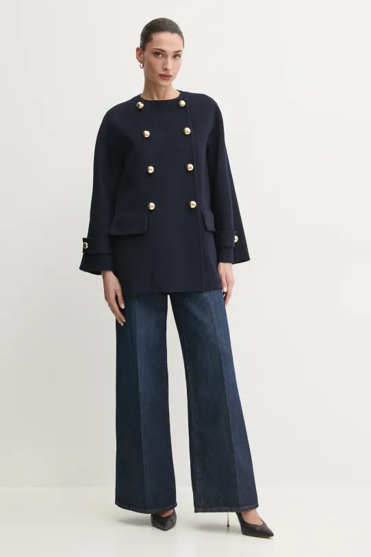 Luisa Spagnoli cappotto in lana 541721 blu navy SS25