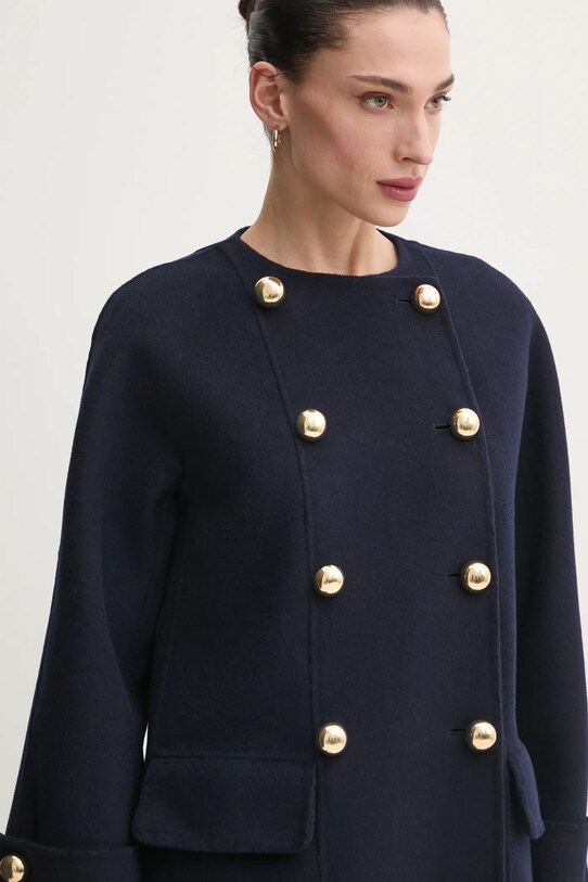 Luisa Spagnoli płaszcz wełniany granatowy 541721