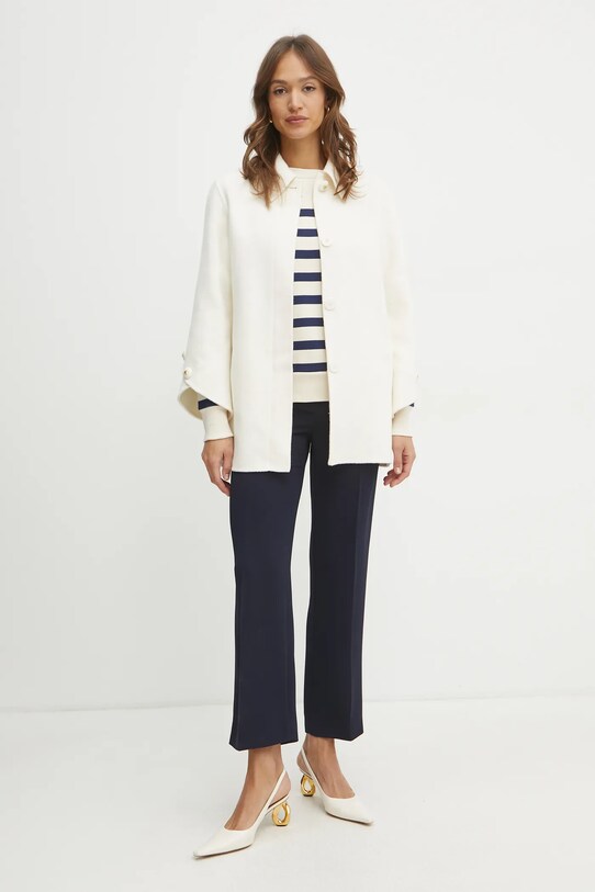 Luisa Spagnoli palton de lana 541645 bej SS25