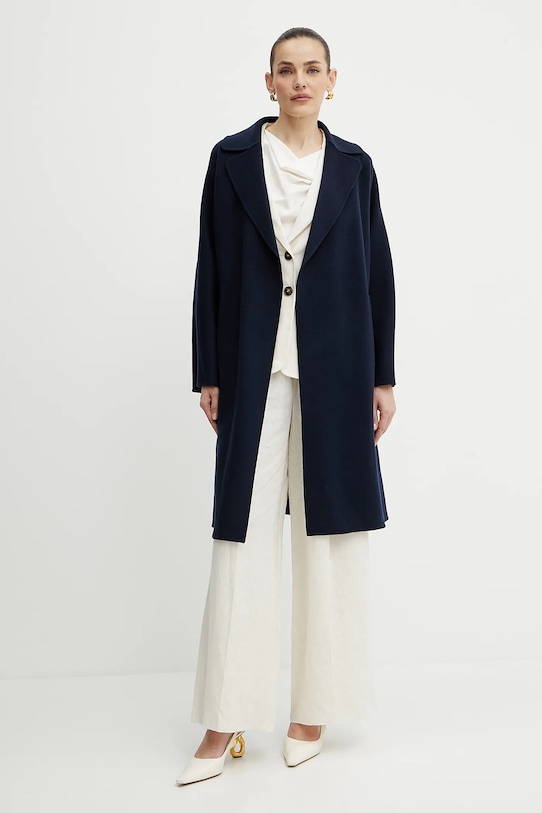 Vlněný kabát Weekend Max Mara 2515011011600 námořnická modř SS25