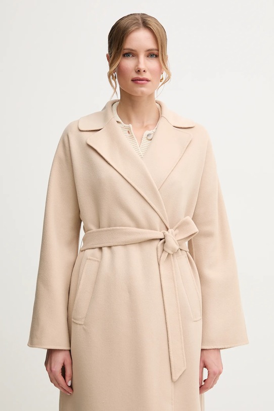 Weekend Max Mara płaszcz wełniany beżowy 2515011011600
