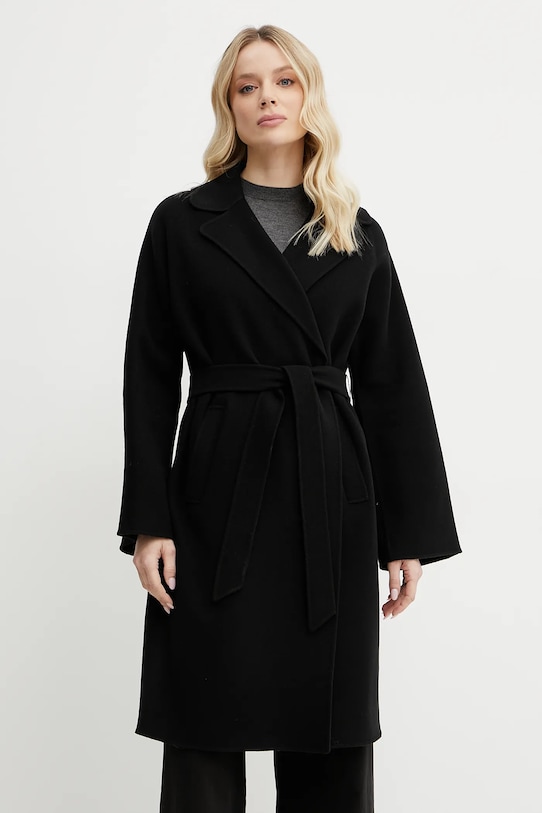 Weekend Max Mara palton de lana necaptusit negru 2515011011600