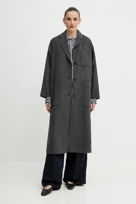 Weekend Max Mara palton de lână necaptusit gri 2515011031600