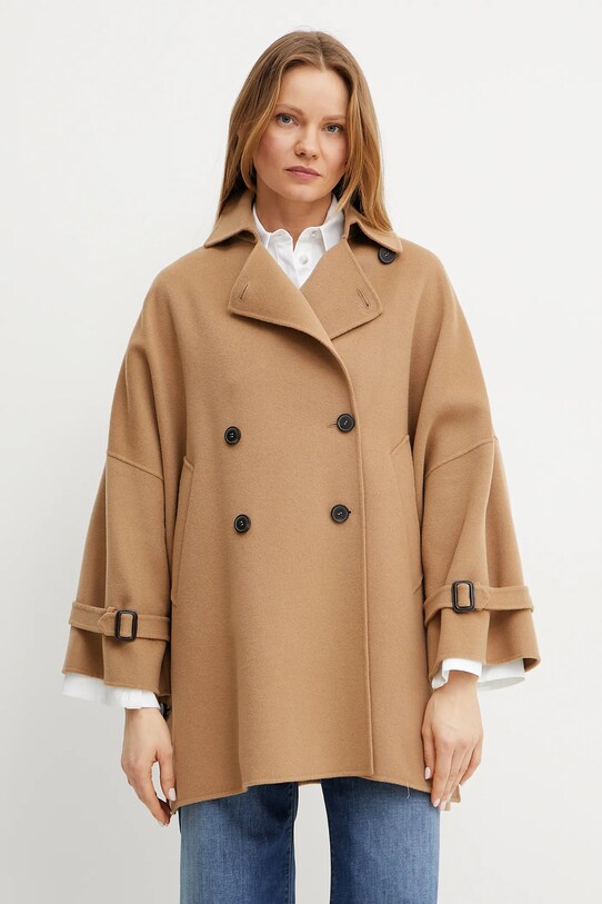 Weekend Max Mara palton de lână necaptusit maro 2515081011600