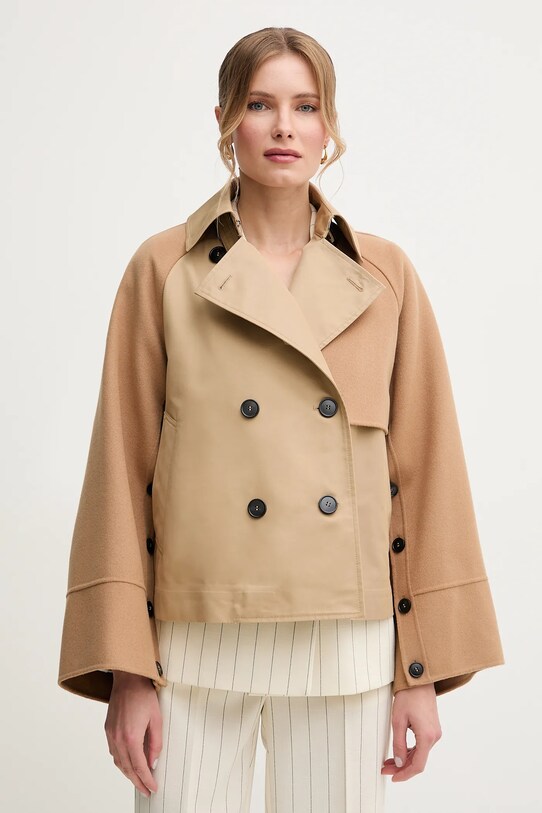 Weekend Max Mara palton din lână cu captuseala maro 2515081041600