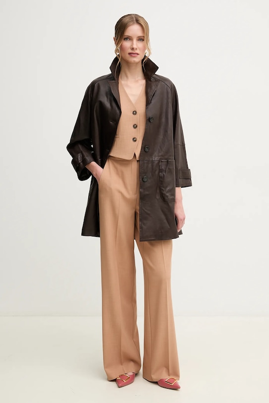 Weekend Max Mara płaszcz skórzany 2515471011600 brązowy SS25