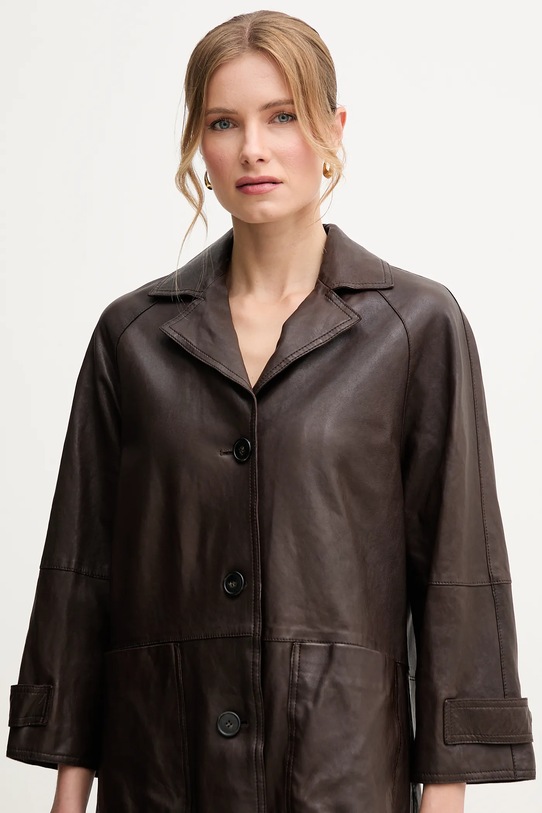 Weekend Max Mara płaszcz skórzany 2515471011600 brązowy