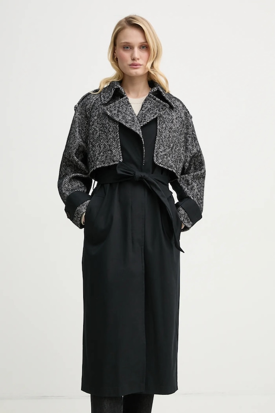 BA&SH płaszcz z domieszką wełny DINARA bez kaptura czarny 1E25DINA