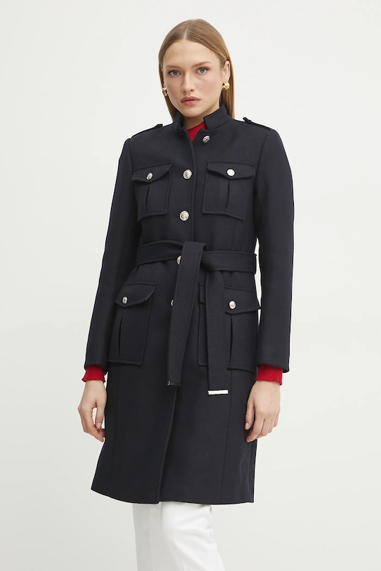 Пальто з домішкою вовни Morgan GDILA з підкладкою темно-синій GDILA