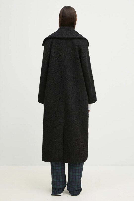 Одяг Пальто з домішкою вовни GANNI Textured Boucle Wool W0024 чорний