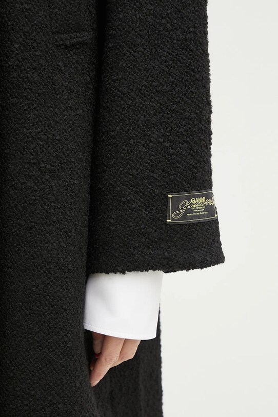 Пальто з домішкою вовни GANNI Textured Boucle Wool чорний W0024