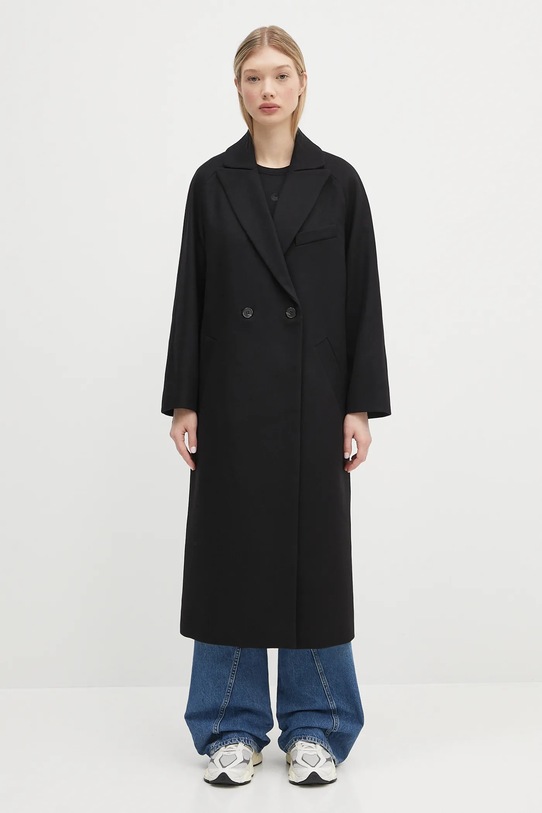 A.P.C. gyapjúkabát Manteau Flora enyhén szigetelt fekete WOAJS.F01541