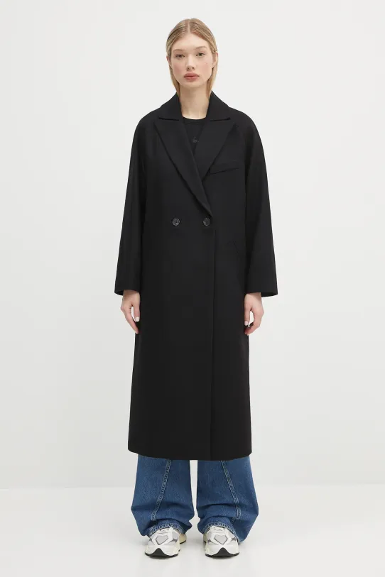 Вовняне пальто A.P.C. Manteau Flora без капюшона чорний WOAJS.F01541