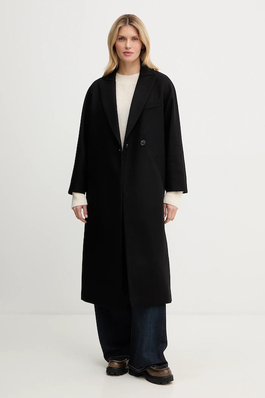 A.P.C. gyapjúkabát Manteau Flora WOAJS.F01541 fekete SS25